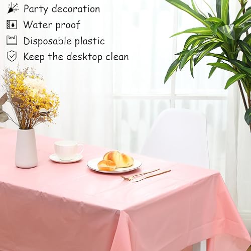 Miniatura 5 de Mixweer 40 manteles de plástico de 54 x 108 pulgadas, colores surtidos, desechables, manteles rectangulares coloridos para fiesta de arcoíris,