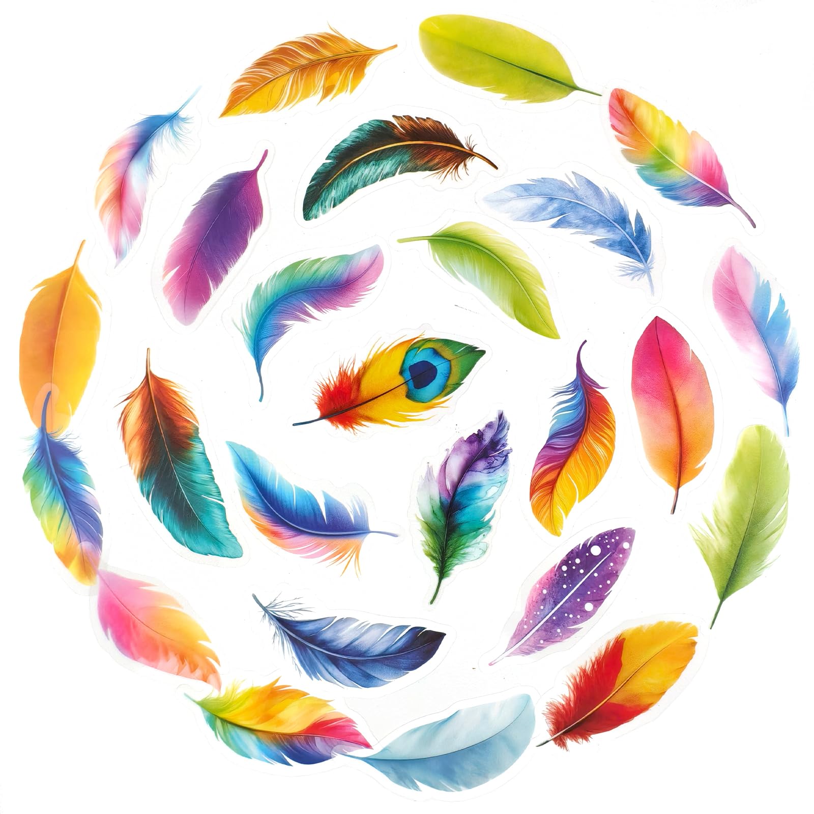 Colorful Feather Stickers - 50 Pcs Clear PET Bird Feather Stickers for Scrapbook, Journal, Junk Journal, Collage - Transparent Waterproof for Resin, Craft & Scrapbook Supplies-image-14