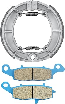 Front Brake Pads and Rear Brake Shoes for Kawasaki VN800 B Vulcan Classic 1996-2005 Drum Brake Parking Shoes