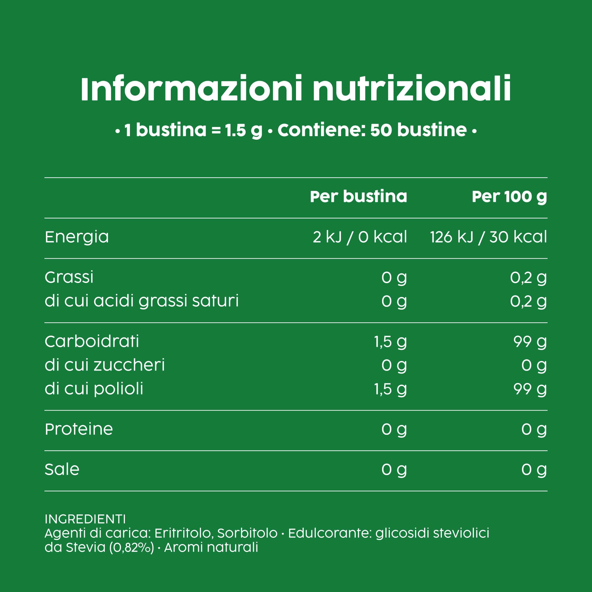 Misura Stevia in Bustine, Cristalli Finissimi, Multipack 12x50
