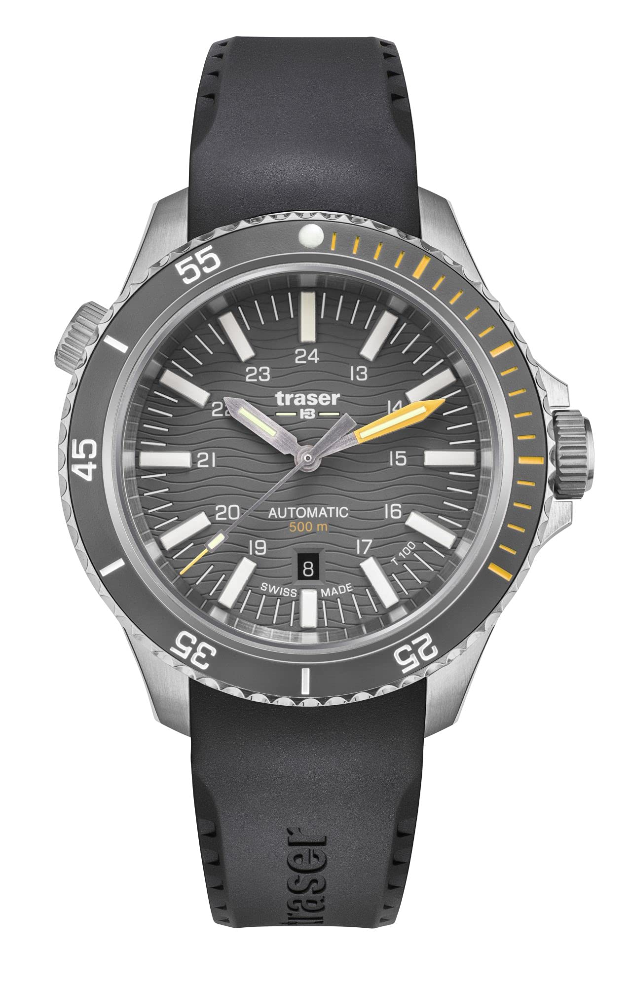Traser H3 P67 Taucheruhr Automatik 500m, Zifferblatt: grau / T100 / Set mit Spezialbox, Wechselarmband und Verlängerung, Armband