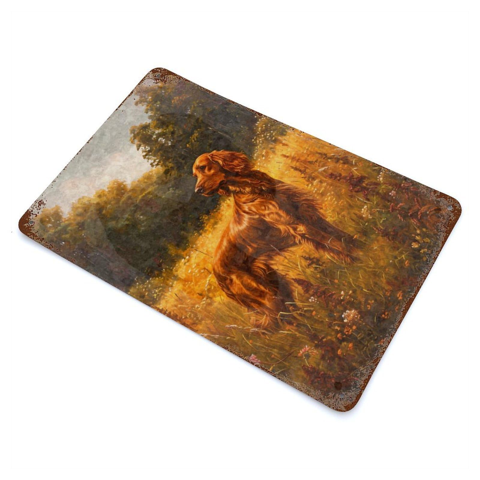 Garage Style Vintage Irish Setter Dog Rusty Metal Tin Sign 11.8"x7.9", Industrial Home Decor for Bar And Workshop