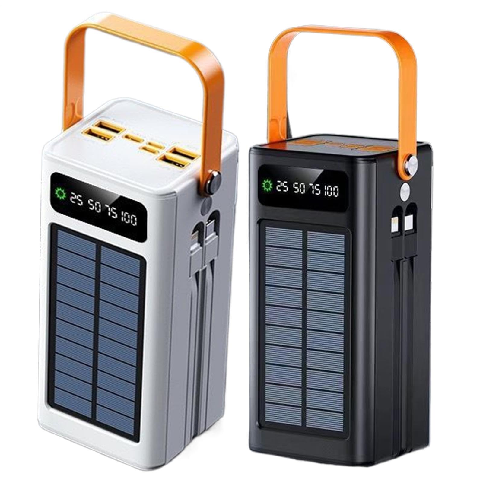 2 Pezzi Powerbank Solare, Caricatore Rapido 120W, 50000mAh Con Luce, 4 Uscite 3 Ingressi Powerbank Per Campeggio Escursionismo Viaggio