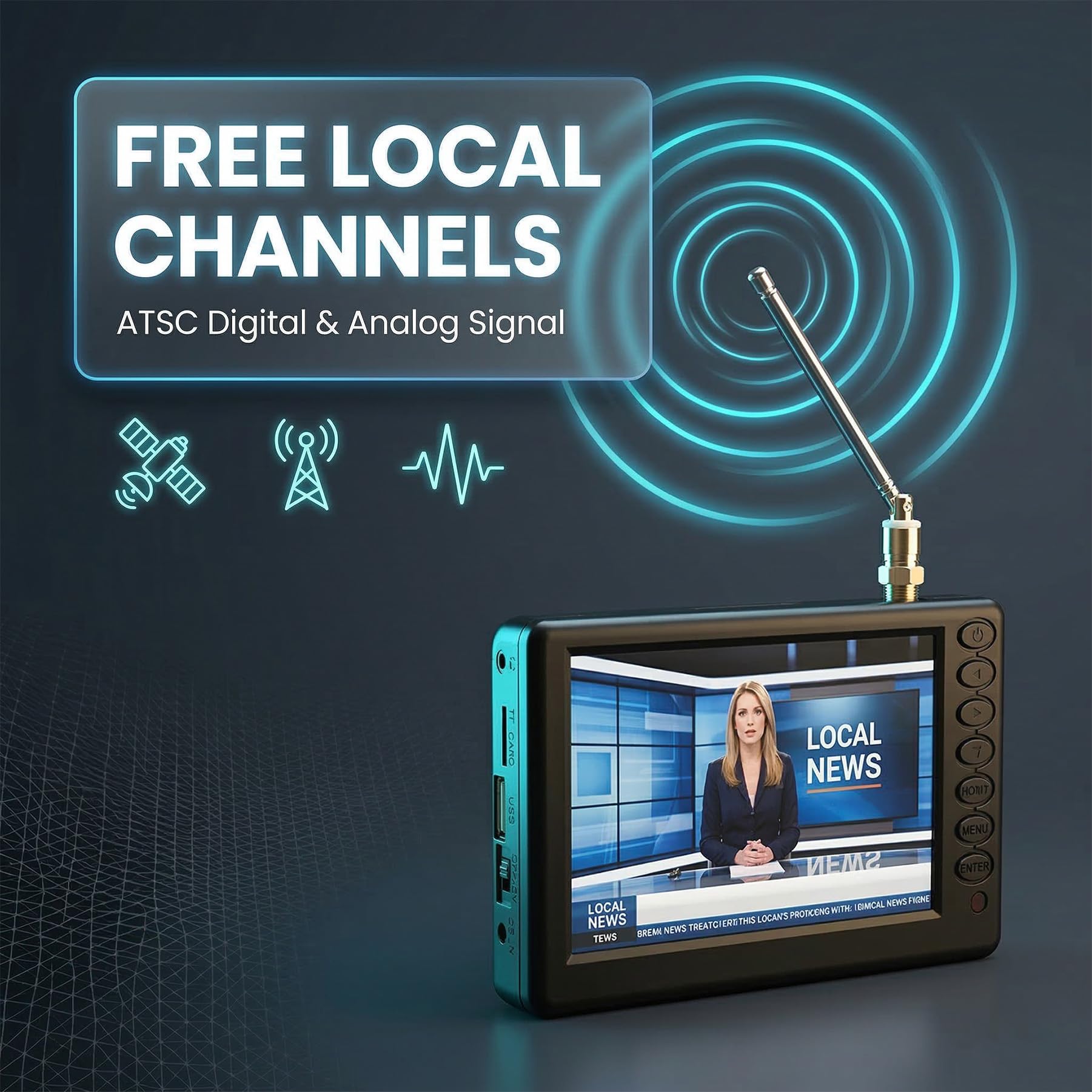 小型テレビ Amazon | 5インチポータブルテレビ、1080P 2イン1ミニデジタルTV FM