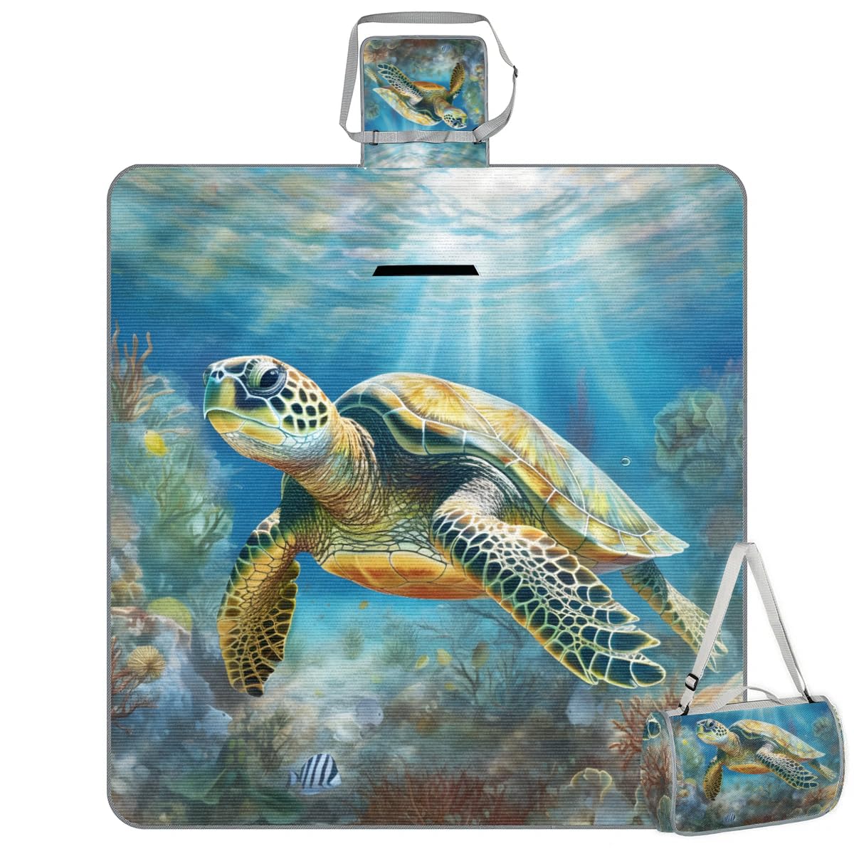 Manta de picnic de 150 x 145 cm, manta de playa plegable para exteriores, manta impermeable para playa, camping, senderismo, picnic