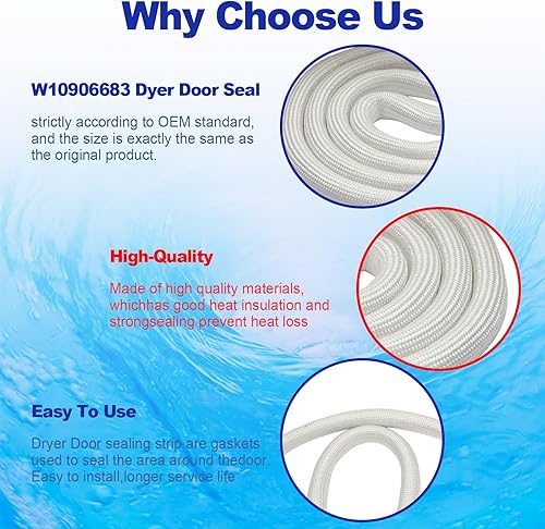Miniatura 5 de El sello de la puerta del secador reemplaza W10906683 para el reemplazo W10823580 AP6034191 WP3390731 del sello del secador de WhirlpoolKenmore