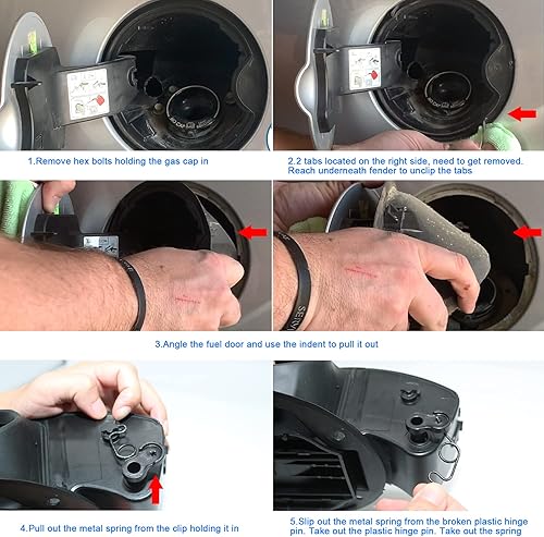 Miniatura 7 de Muelle de puerta de combustible para Toyota Tundra 2007-2020 para puerta de gas, resorte de puerta de tanque de gas, reparación de cubierta de acero