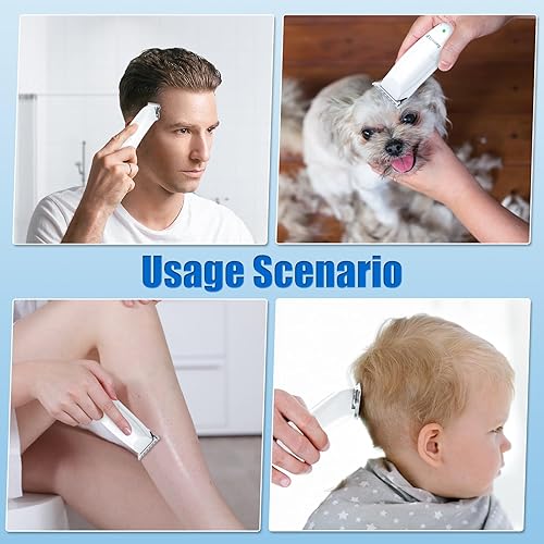 Miniatura 7 de SweetLF Mini cortapelos de pelo pequeño, mini cortapelos de bebé, con 3 peines guía (0.039 in, 0.079 in, 0.118 in), cortapelos portátil recargable