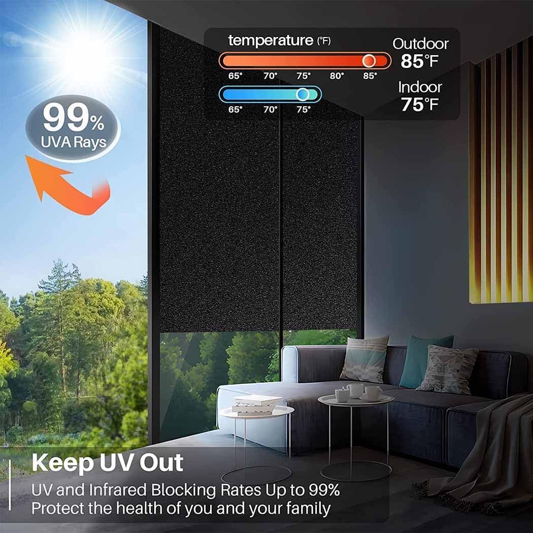 CHIPAK Premium Vinyl Privacy Frosted Black Glass Film (18x48 Inch) - Self-Adhesive Window Sticker Blackout Sheet Tint Wallpaper for Heat UV Blocking Window Blind Sun Protection. Sparkle Black — Amazon image 3