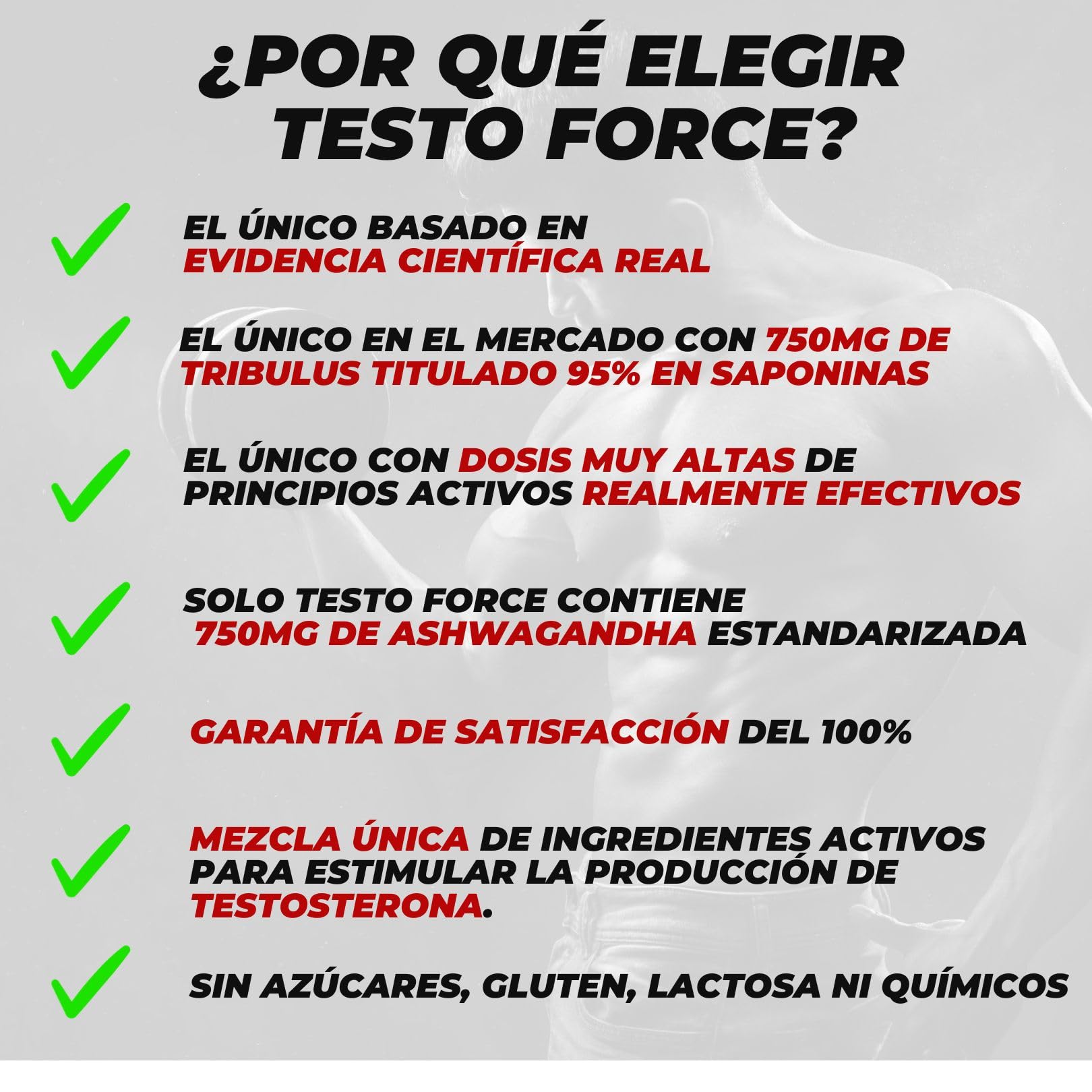 Testosterona Hombre | TESTO FORCE | 90 Comprimidos | Acción Rápida y Potente | Fuerza, Energia |Hombre Musculacion | Suplementos Deportivos | Tribulus terrestris, Maca peruana, Ashwaganda, Zinc,