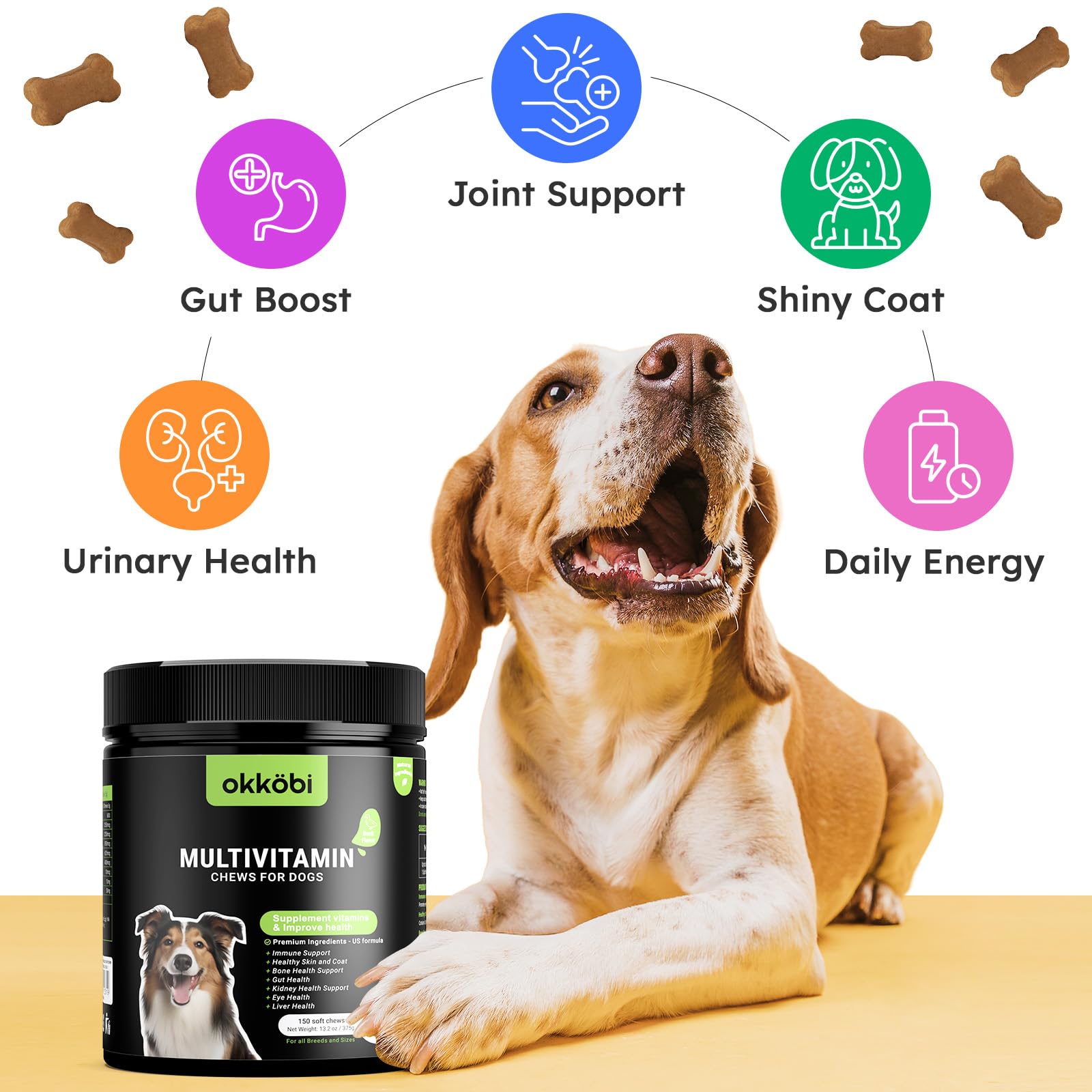Dog Vitamins and Supplements - 150 Dog Multivitamin Chewable - Immune, Joint Support, Skin, Gut Health + Packed with Omega 3s, Glucosamine & Probiotics - Safe for Puppy - Chicken - image 4