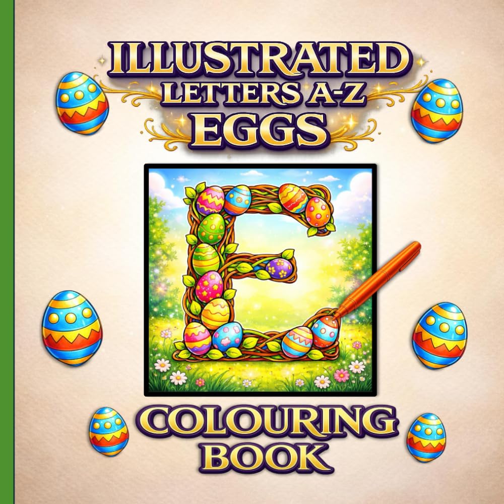 Illustrated Letters A - Z Colouring Book: Eggs - An Alphabet Designed for Simple or Detailed Colouring