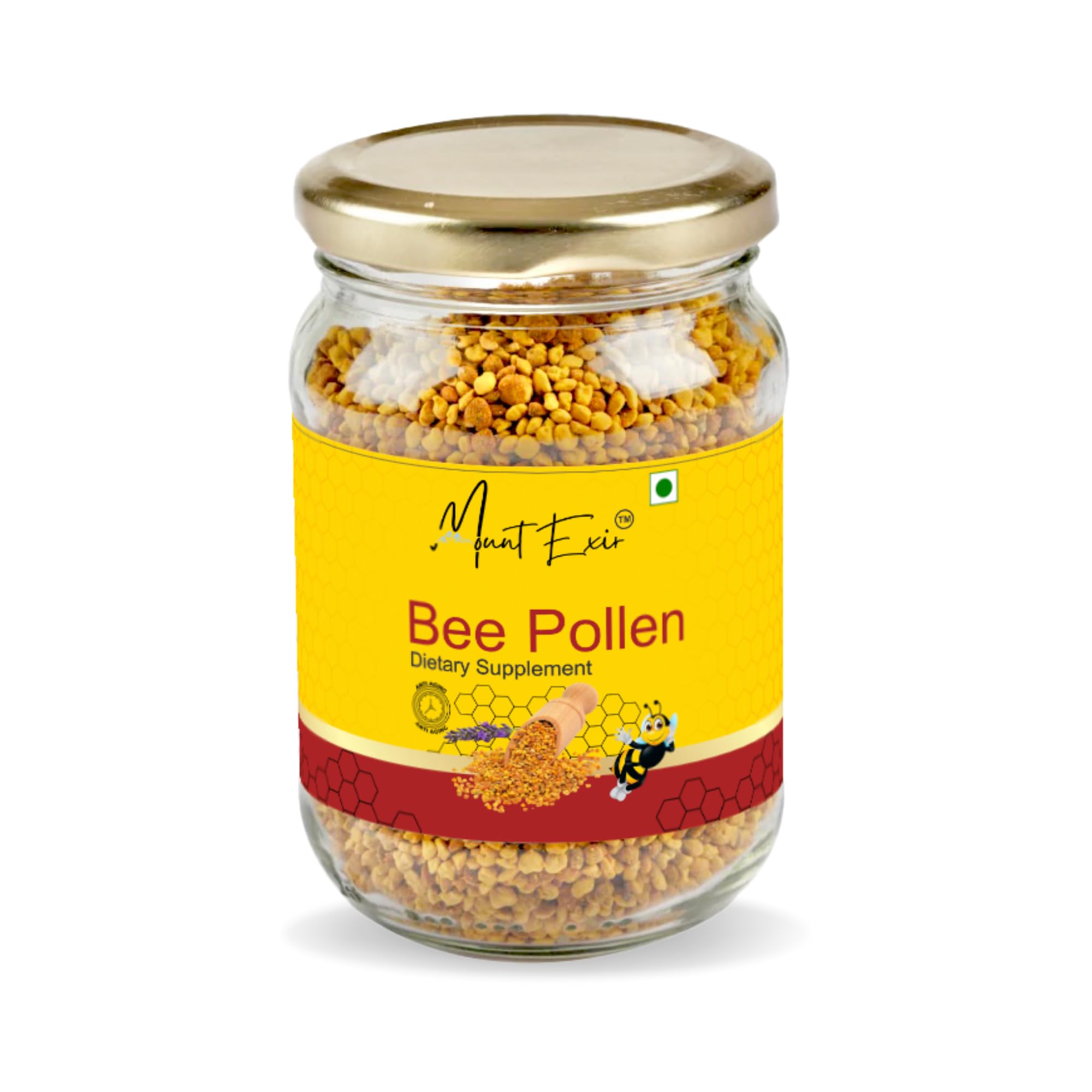 Organic Bee Pollen Granules 350g Glass Jar | Raw & Unprocessed Superfood | Rich in Protein, Vitamin B, Minerals, Antioxidants | Supports Digestion, Bone Strength & Blood Pressure Health