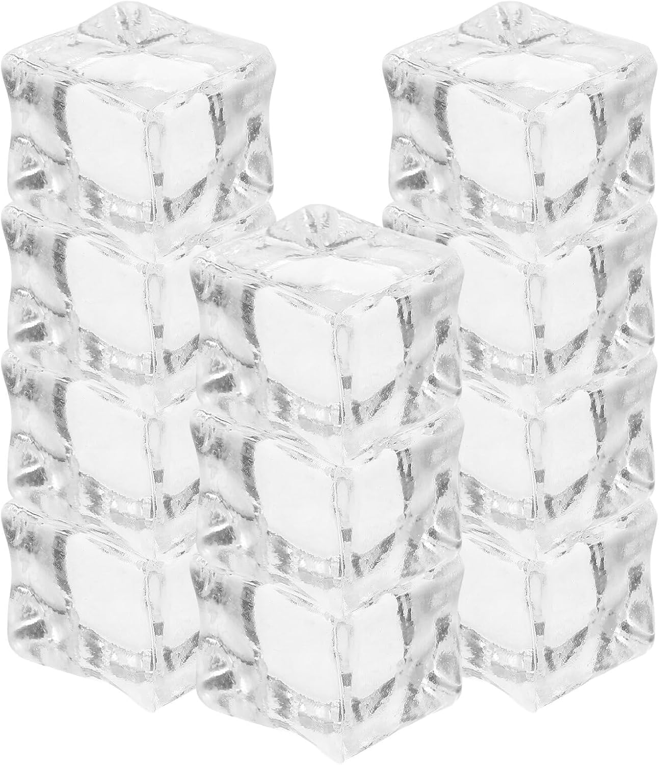 100pcs 1-inch Plastic Mini Ice Cubes Reusable Artificial Crushed Ice for Vase Fillers Decorative Photo Props Home Décor