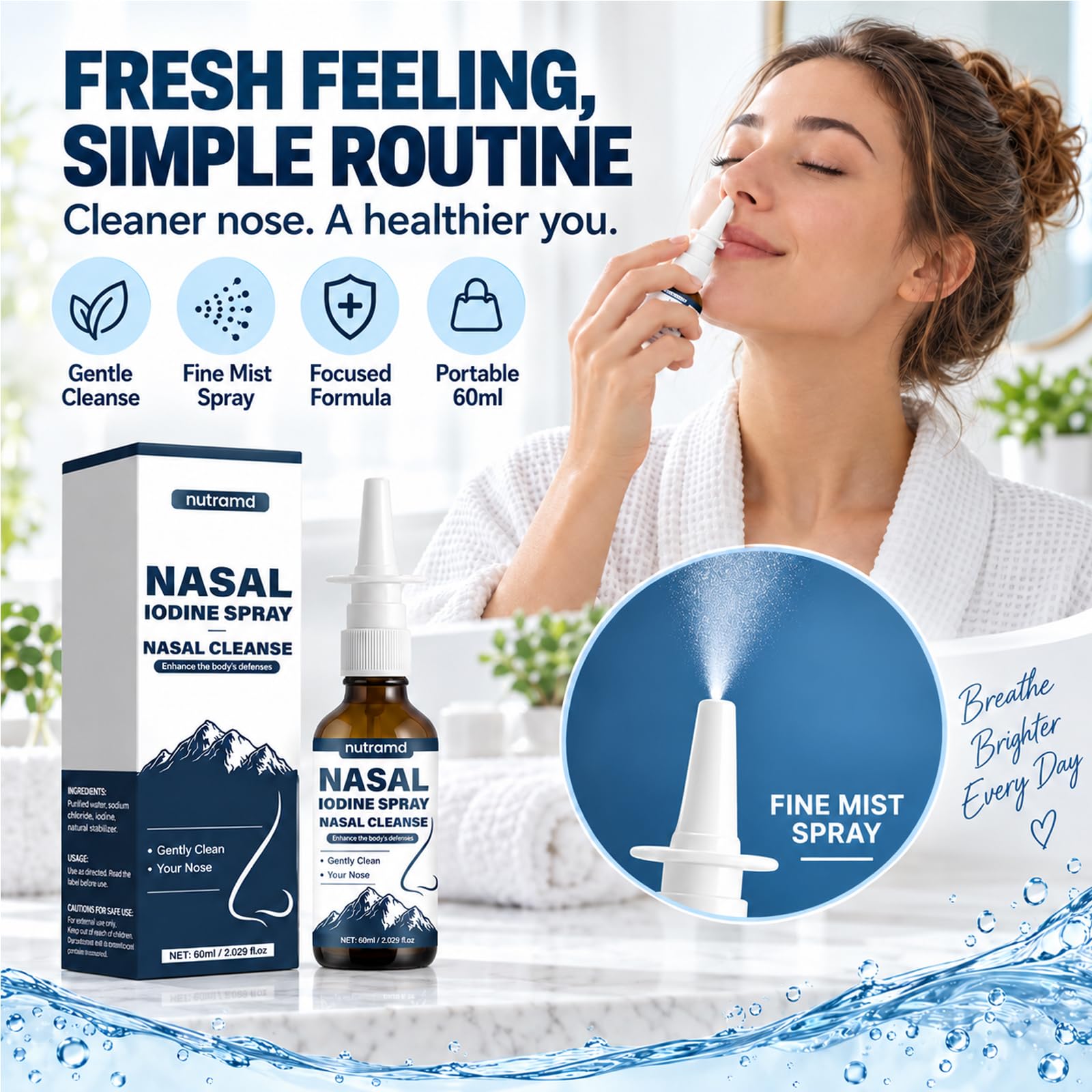 Nutramd Iodine Nasal Spray, Daily Nasal Cleanse & Care Mist with Iodine & Fulvic Acid, Fine Mist Non-Medicated Nasal Spray for Dry Air, Travel & Daily Use(1pc) — Amazon image 2