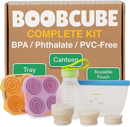 Bandejas reutilizables para congelador con tapa l Cubo de comida para bebés 4 piezas Kit completo l Bandeja de silicona de 0.512 oz l Kit de leche