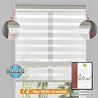 Vista 24 de Persilux Cordless Zebra Blinds for Windows Free-Stop Roller Window Shades (22" W X 64" H, Grey) Dual Layer Light Control for Day and Night, Light