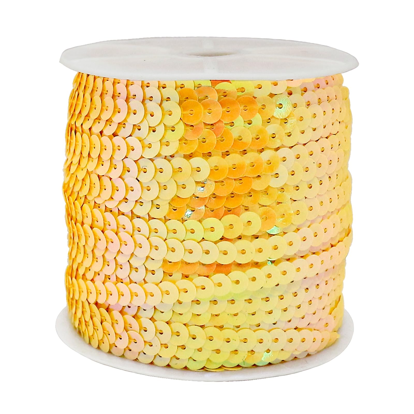 FQTANJU 6mm Spangle Round Sequins Trim, PVC, 100 Yards/Roll. (Yellow)