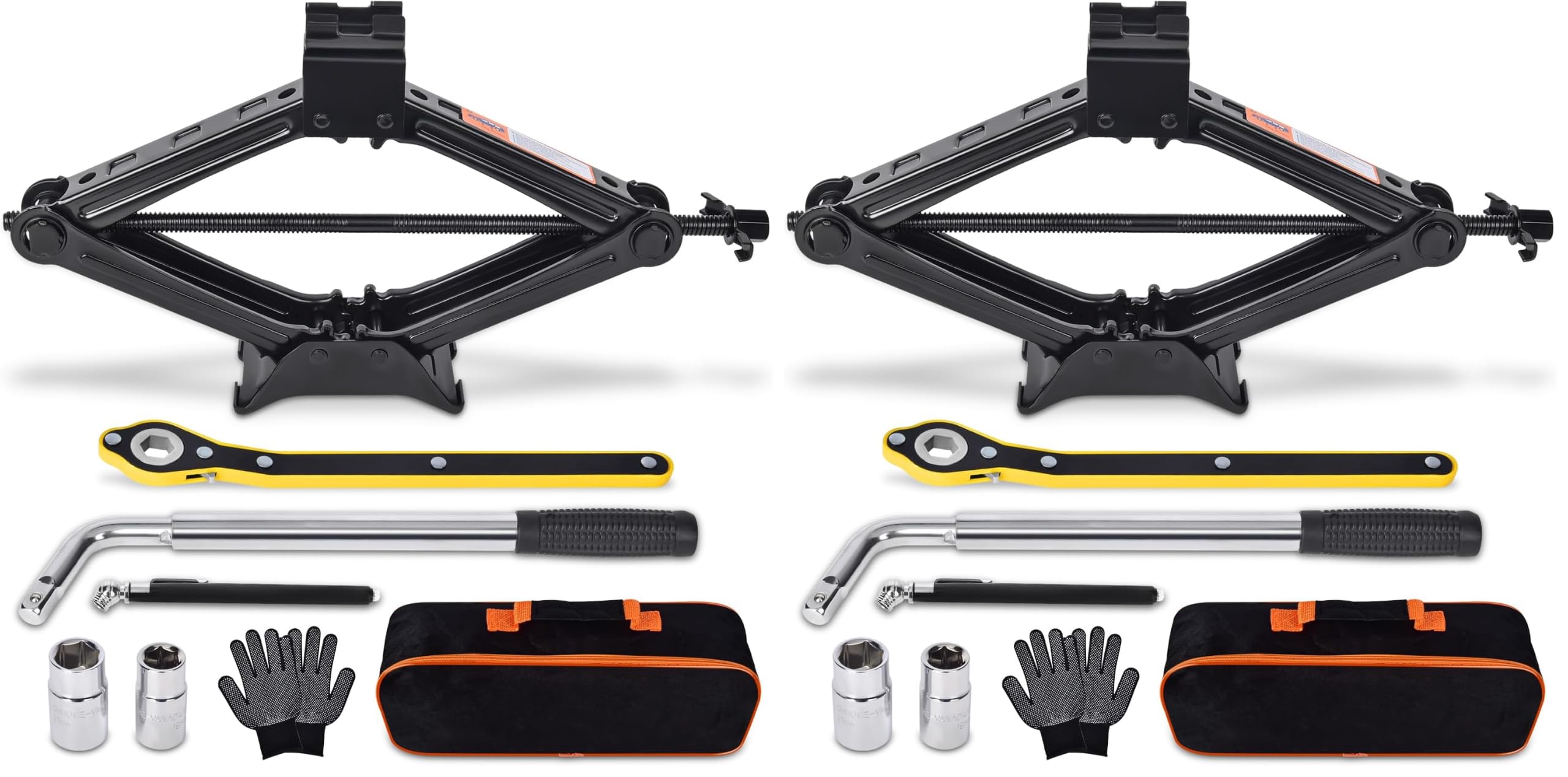 Scissor Car Jack 2 Ton (4409 lbs) Tire Changing Kit with Lug Wrench - Emergency Kit for Car, SUV, MPV (Pack of 2)