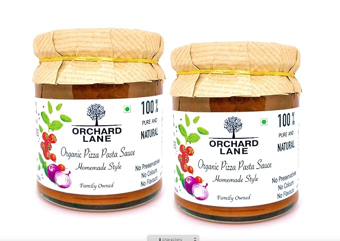 Organic Pizza Pasta Sauce- Set of 2- No Preservatives, NO added sugar- Made with fresh basil and parsley- 200 grams each