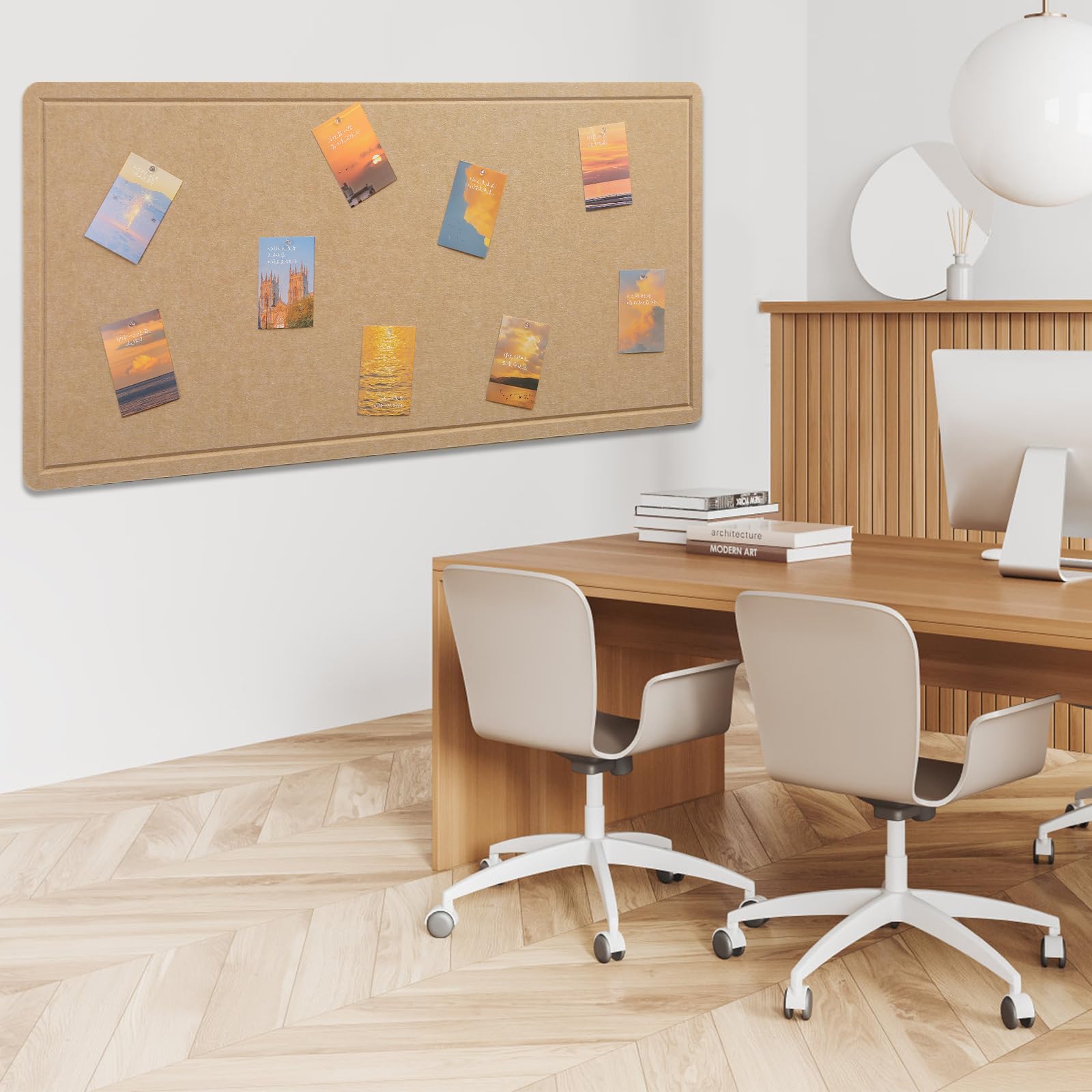 Filcowa tablica korkowa (80 x 120 cm), filcowa tablica korkowa z samoprzylepną tylną stroną do ścian, tablica memo, dekoracyjna tablica do przypinania z zapięciem na rzepy i pinezkami