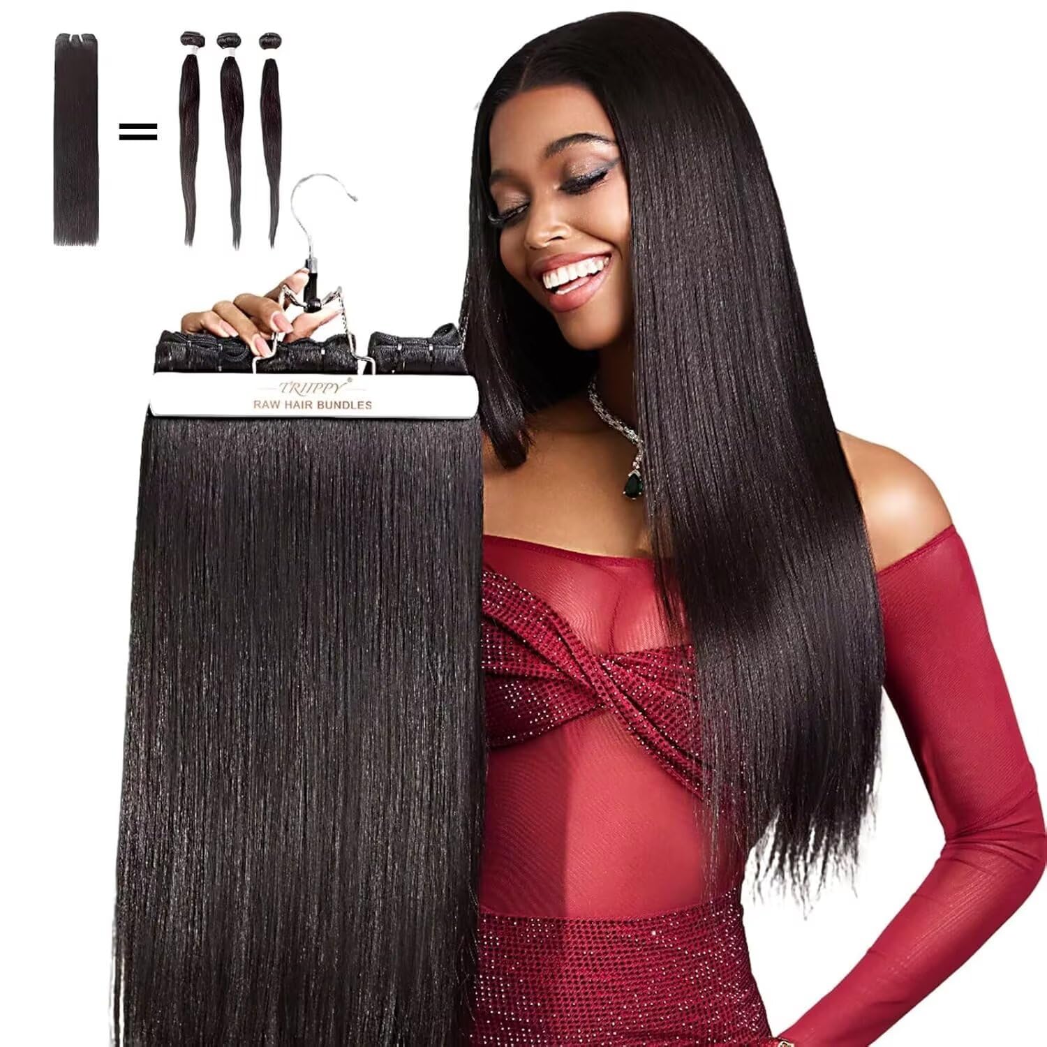 TRIIPPY Yaki Straight Human Hair Bundles