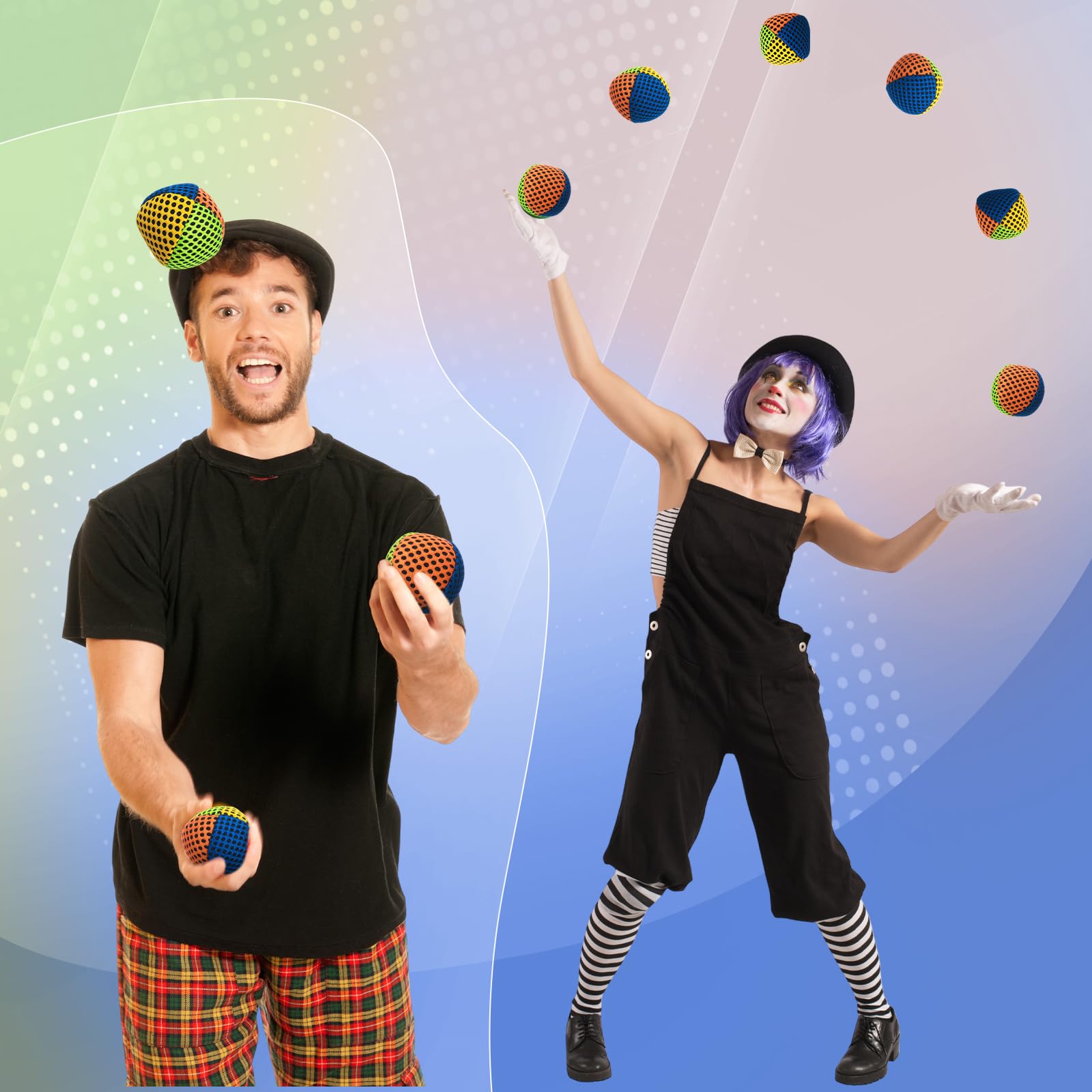 Soulchen Juego de 6 bolas de malabares para principiantes, malabares, juego de bolas de malabares duradero para principiantes y profesionales (rojo, amarillo, azul, espejo de poliuretano)