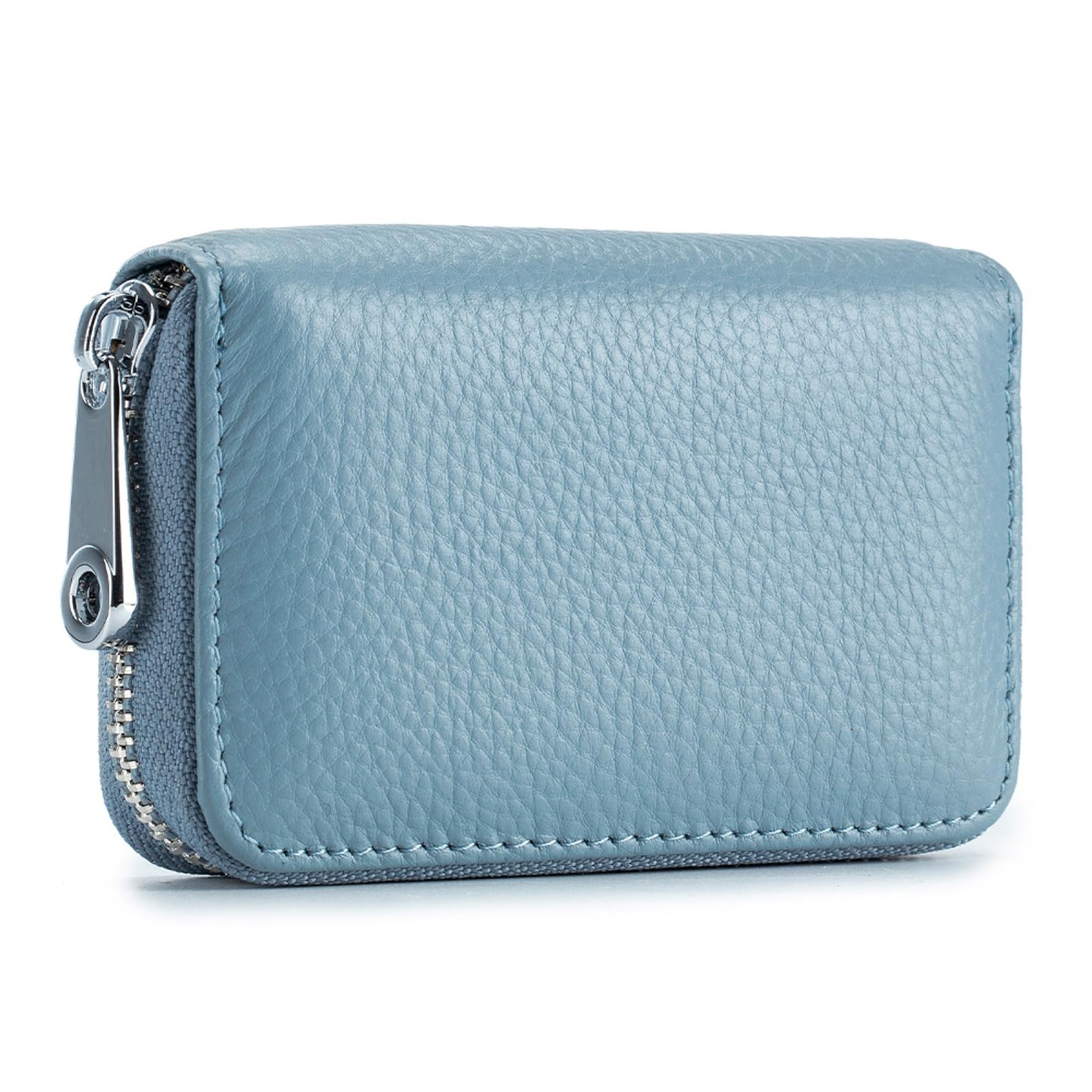 PXPSCYGG RFID Blocking Genuine Leather Credit Card Holder – 14 Card Slots (12 Credit Card + 2 Cash), Compact Zipper Wallet...