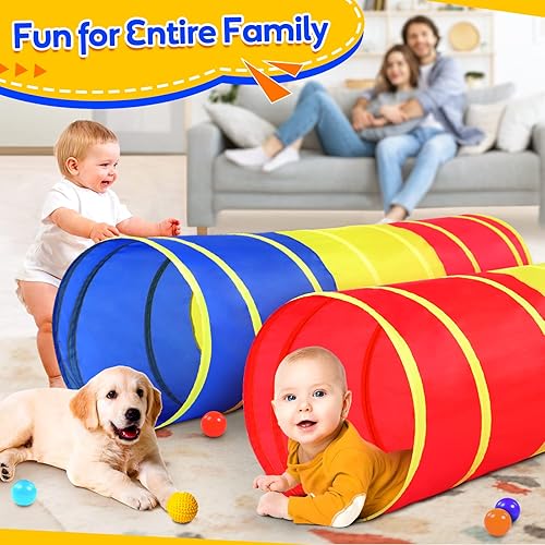 Miniatura 2 de Túnel de juego para niños pequeños, tienda de campaña desplegable para bebés, niños o perros con 2 lados de malla, juguetes de túnel para niños o