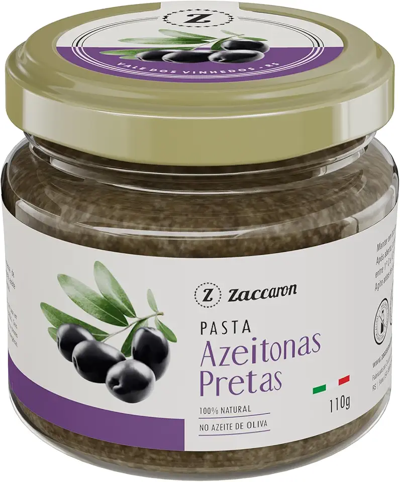 Zaccaron Pasta de Azeitonas Pretas 110g | Cremosa e Aromática | Ideal para Pães, Pizzas, Massas e Peixes
