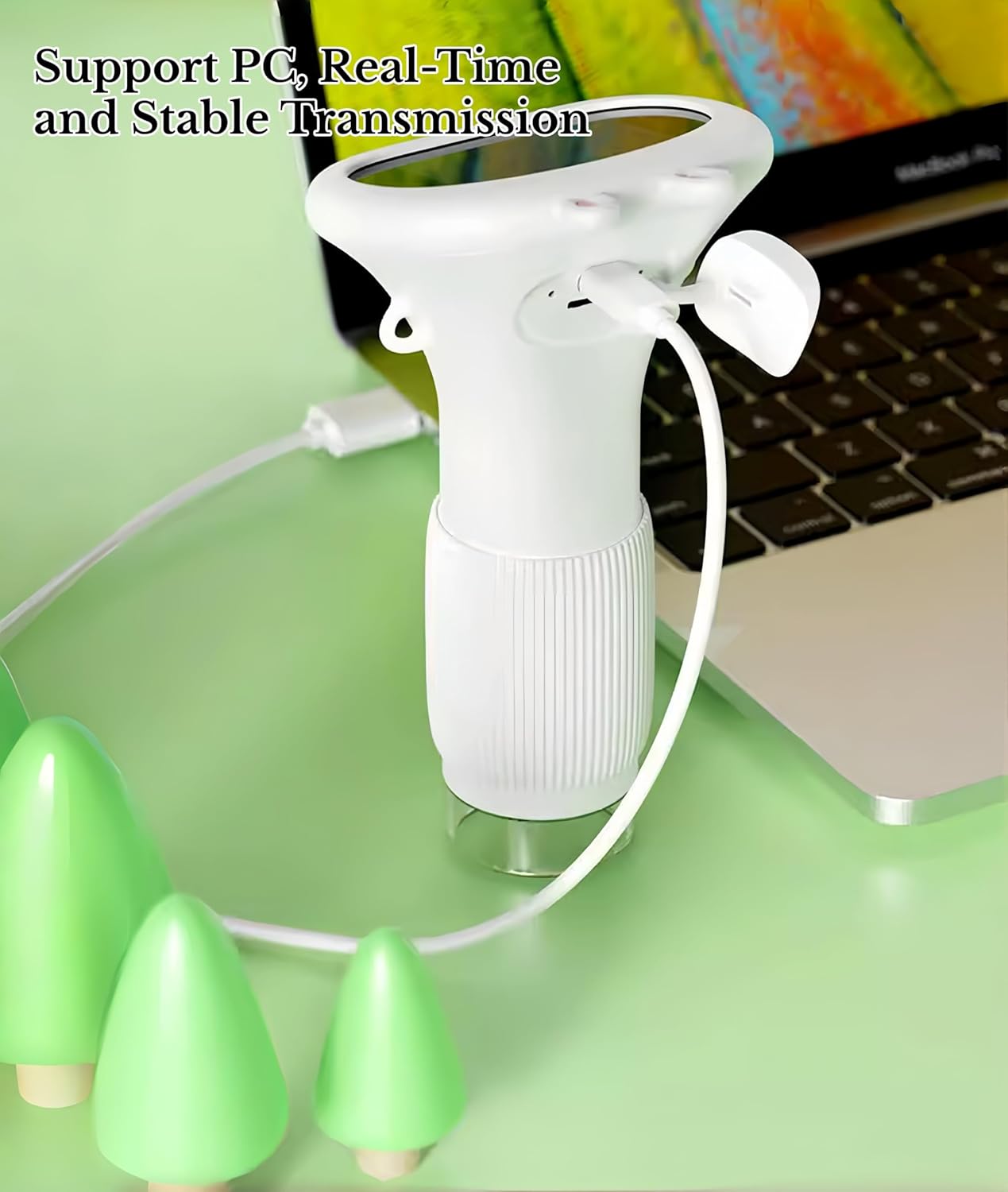 1000X Portable Digital Microscope, 2MP Macro Handheld Microscope 2.0 Inch IPS Color Screen with 8 LED Lights, Mini Microscope, One Click Photo & Video (White)