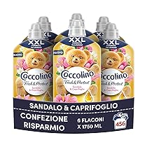 Coccolino Ammorbidente Concentrato Sandalo e Caprifoglio, Ammorbidente Lavatrice Intense Care con Tecnologia Pro-Fibre, Formato XXL Fino a 456 Lavaggi, 6 Pezzi da 1750 ml
