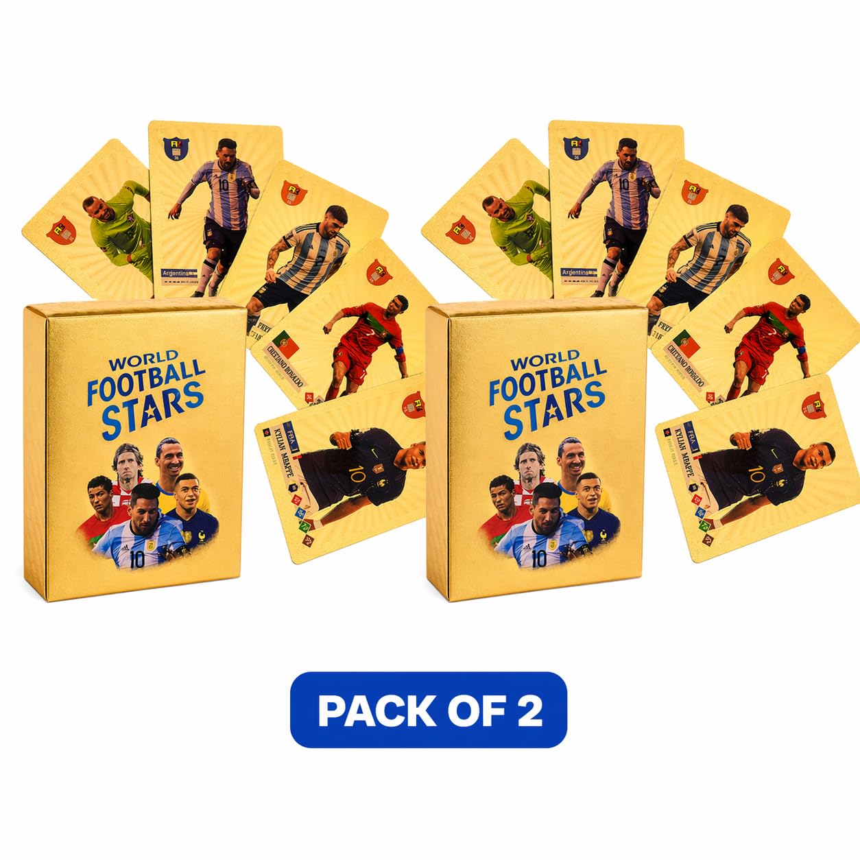 Click & Collect_World Cup 2022 Football Star Card Pack of 2|Champions League Collector Cards | Football Collectors | 55 Golden foil Football Cards