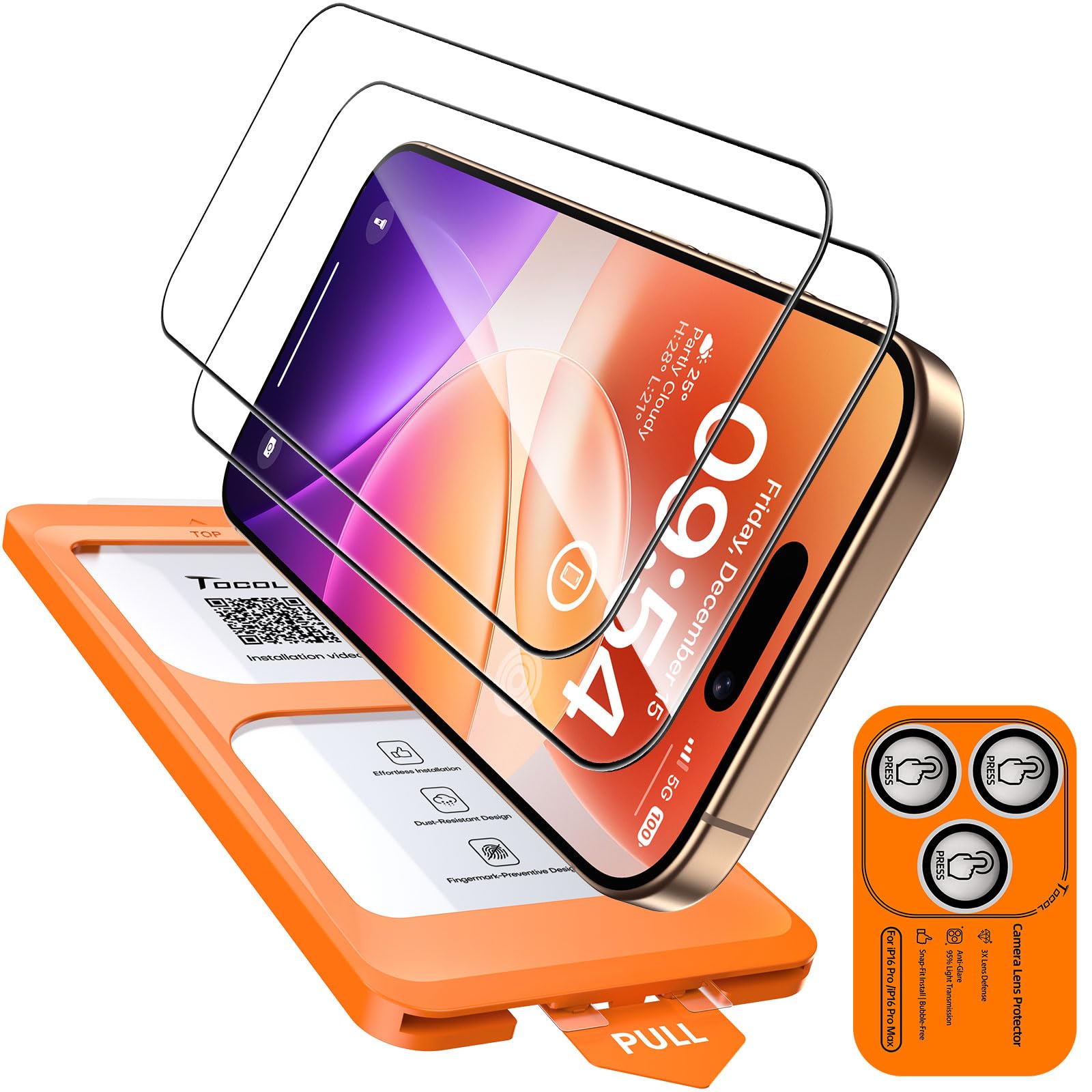 TOCOL Panzerfolie mit Kameraschutz für iPhone Serie