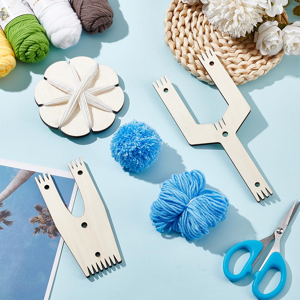 BENECREAT Kit Per Fare Pompon In Legno, 2 Pezzi, Mezzaluna Grande 25x24 Cm, Per Realizzare Palline Di Lana Fai-da-te, Strumento Per Maglia E Cucito Creativo - 4