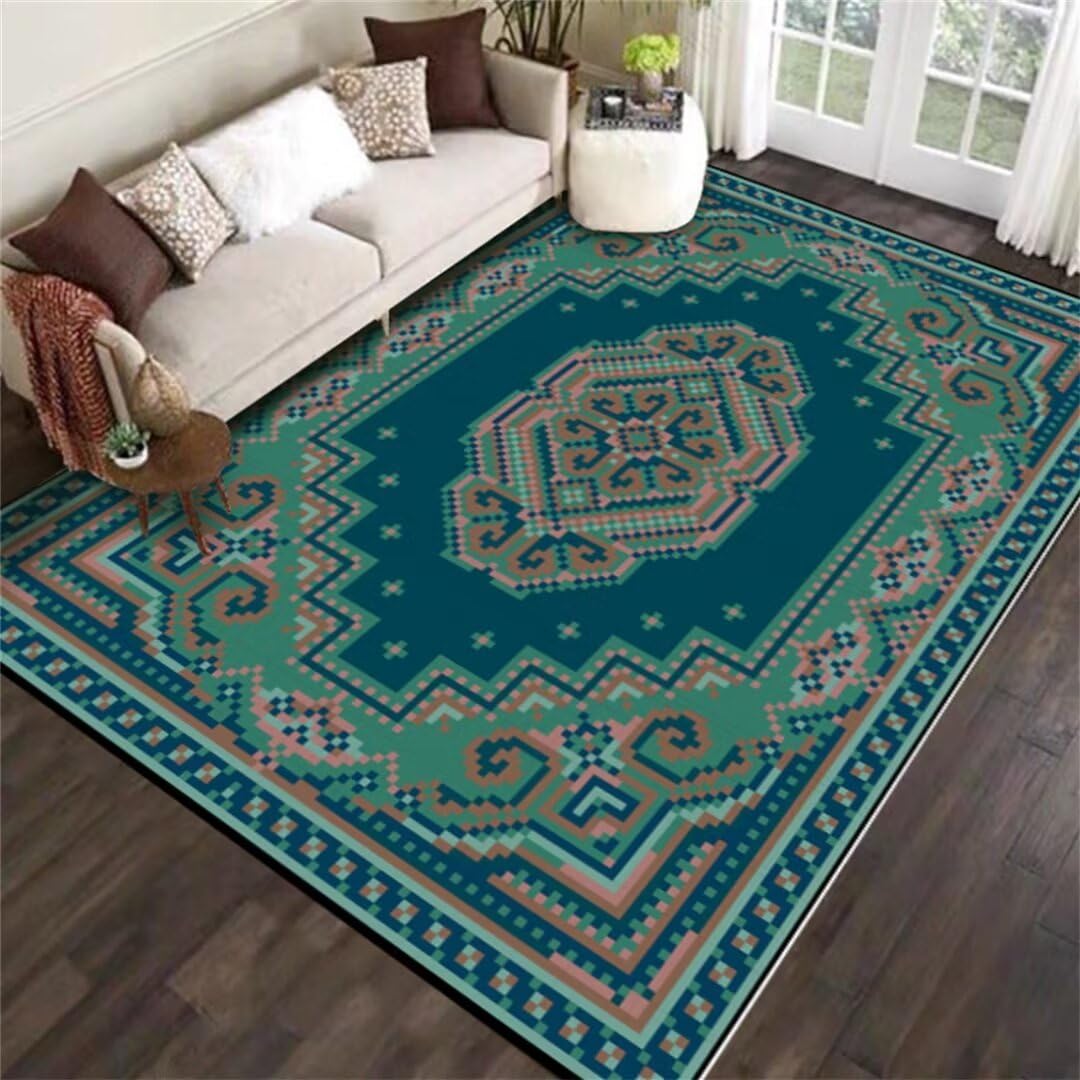 Tapis interieur entree vert pour un accueil chaleureux et salon elegant