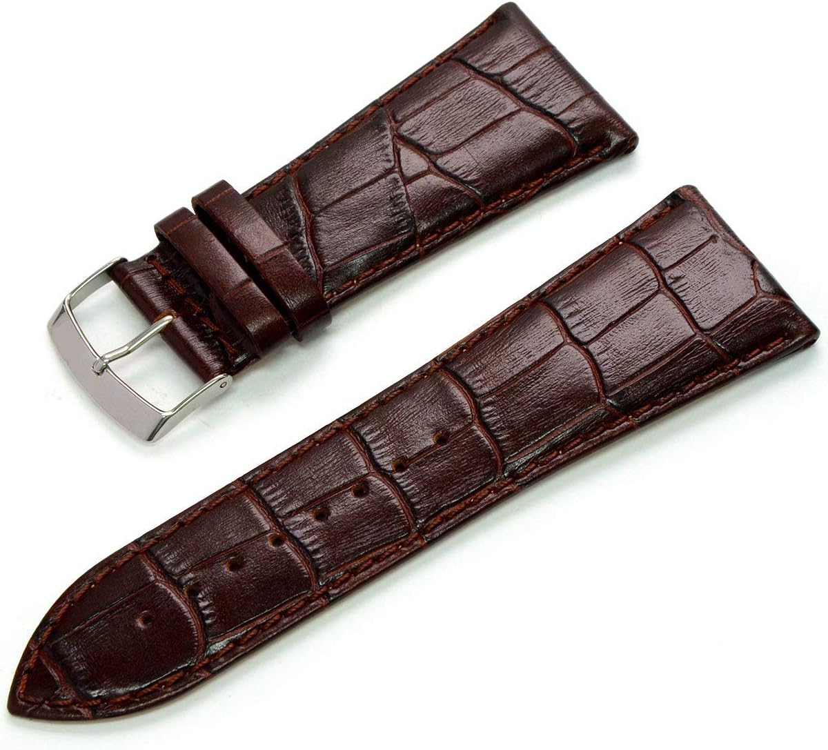 g24 26mm 28mm 30mm 32mm White Black Brown TAN Genuine Leather Watch Band Strap Square Square Alligator Crocodile Grain Lightly Padded Replacement Wrist (Length: 7.86 Inches // 200mm)