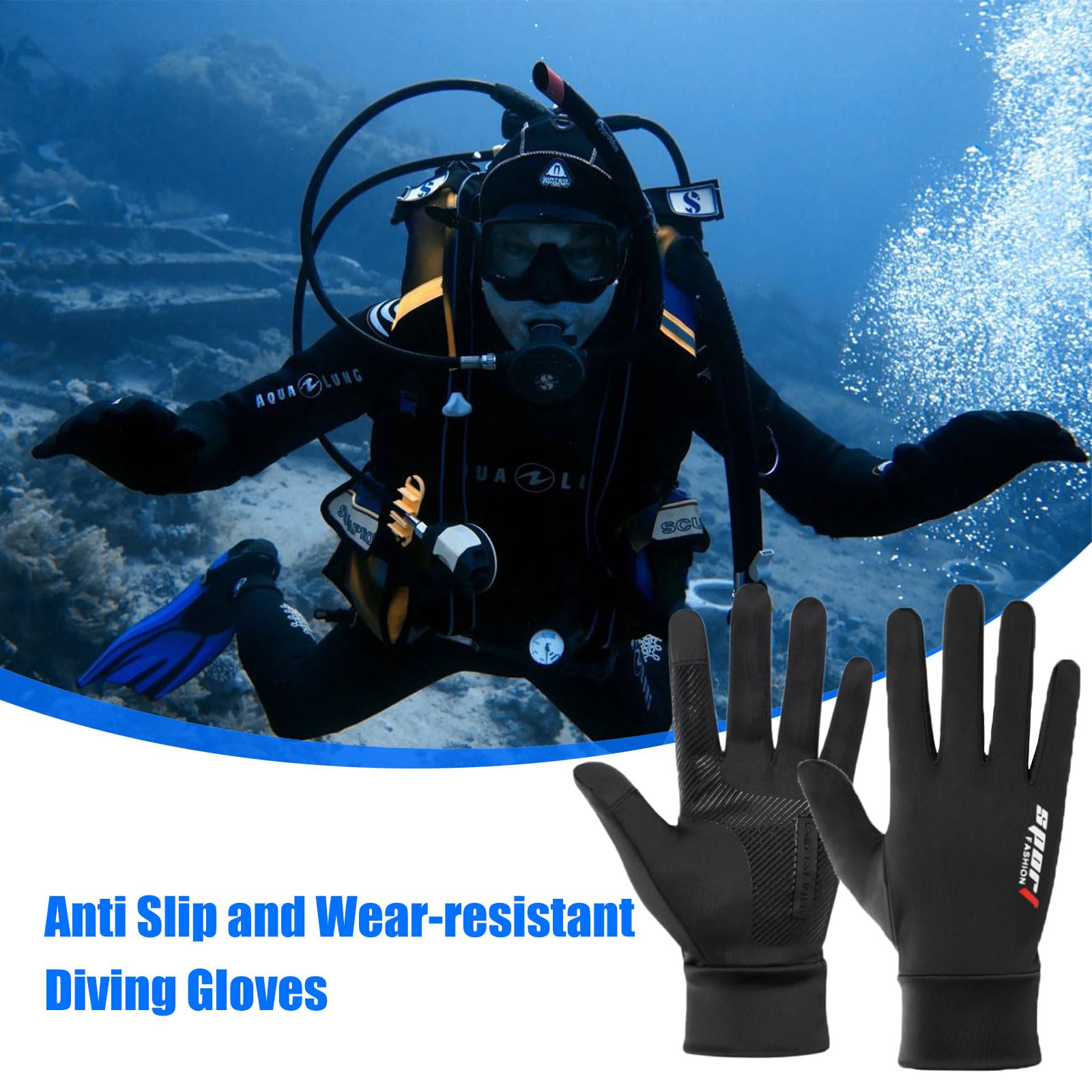 Guanto Da Immersione In Neoprene, Antiscivolo Nero Per Uomo Donna Velo Nautico Nuoto Canotage Snorkeling Aquagym