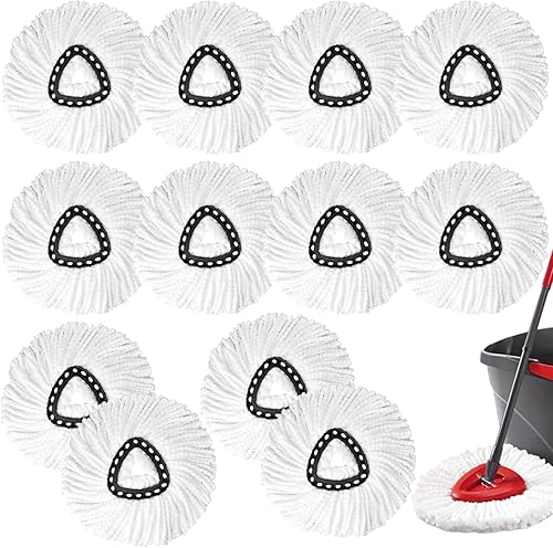Miniatura 13 de Paquete de 10 cabezales de repuesto para trapeador giratorio, cabezal de repuesto para trapeador giratorio para escurrir fácilmente, repuesto