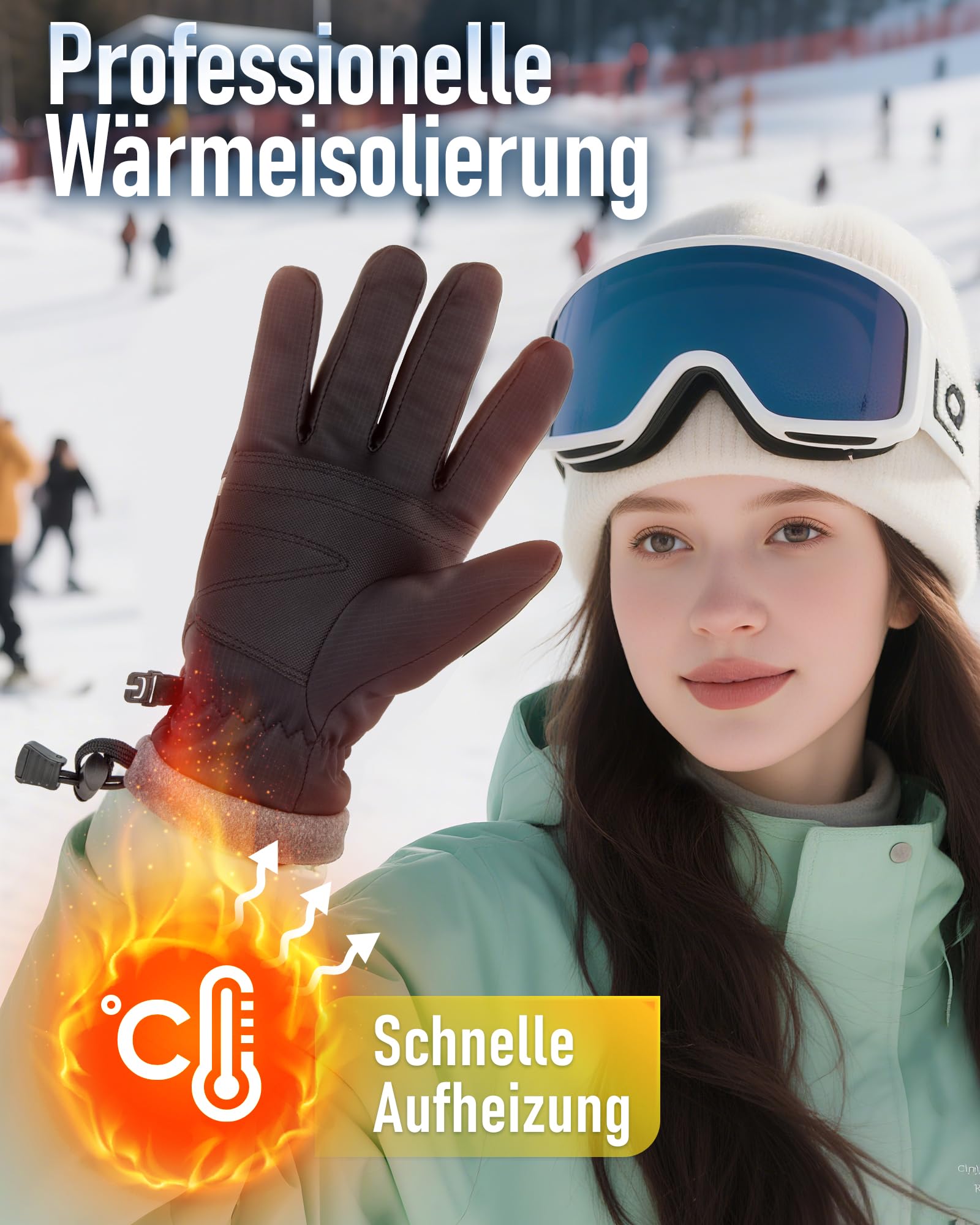 Handschuhe Herren Damen Winter Fahrradhandschuhe Warm Skihandschuhe Touchscreen Thermohandschuhe rutschfeste Sporthandschuhe wasserdichte Gloves