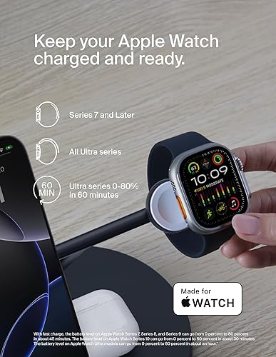Miniatura 4 de Belkin Cargador compatible con MagSafe, estación de carga inalámbrica 3 en 1, carga inalámbrica de 15 W con certificación Qi2 para Apple iPhone 17