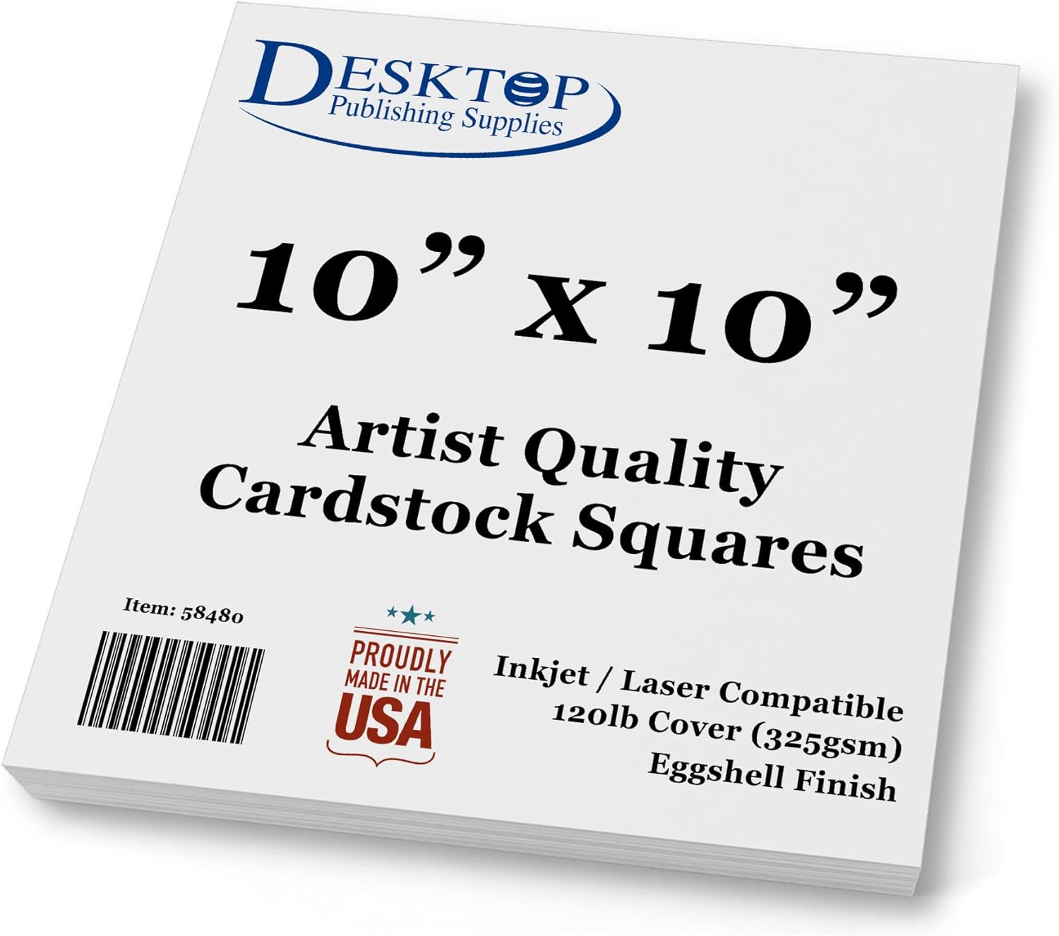 Premium White Cardstock Squares - Ultra Thick Artist Drawing Quality Eggshell Finish - For Spin Art Refill, Sketching, Charcoal, Watercolor, & Painting (10" x 10", 100 Pack)