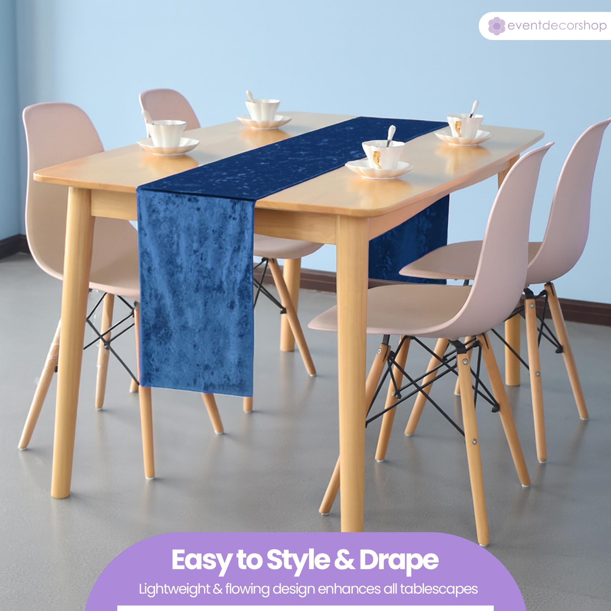 Lot de 10 chemins de table longs en velours écrasé pour fêtes et événements - Décoration de table de banquet de luxe - 33 x 274 cm - Pour mariage, printemps, Noël, maison, salle à manger