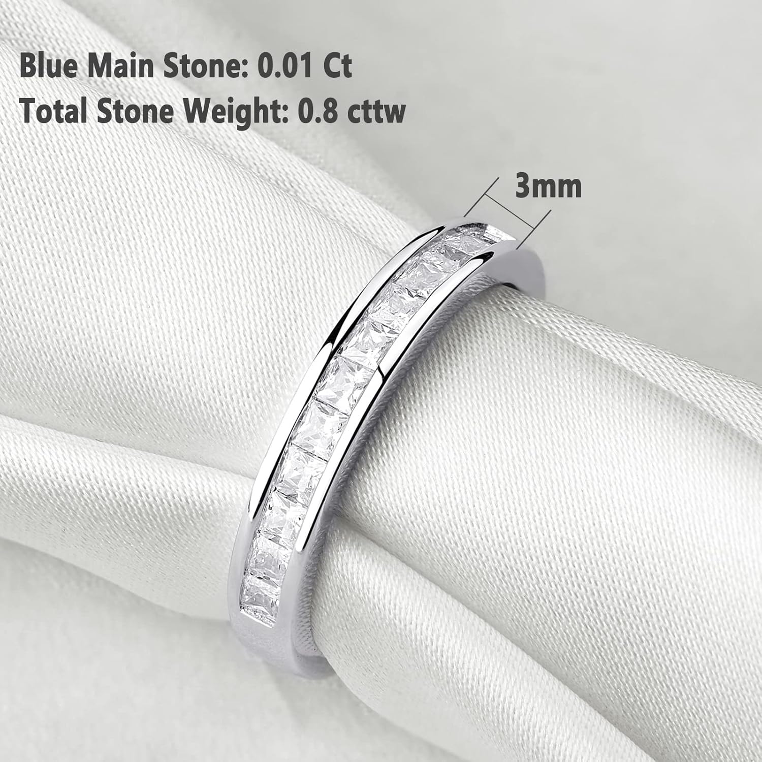 Newshe Jewellery Wedding Bands Eternity Rings for Women Cubic Zirconia Princess 925 Sterling Silver Engagement Promise Engagement Promise Size 5-10 - Image 3