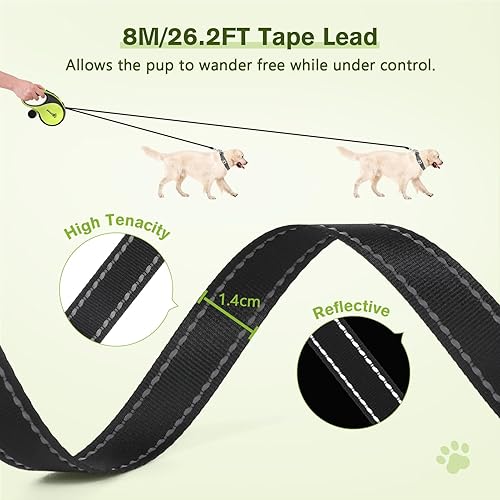 Miniatura 4 de Correa retráctil para perros grandes, correa retráctil resistente de 26 pies para mascotas con soporte para bolsa de excrementos, control de un