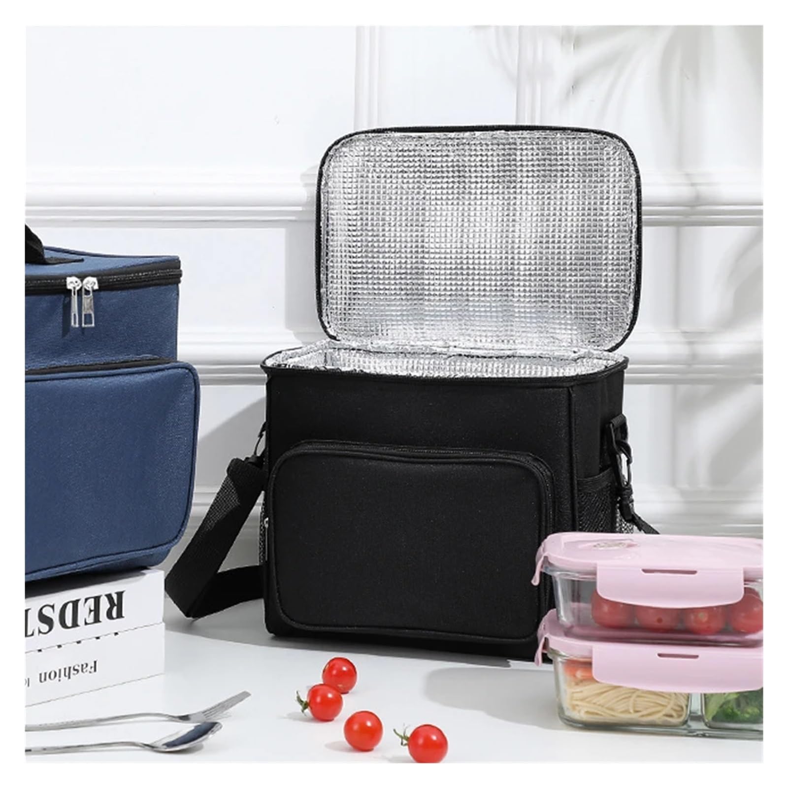 SERDAS Borsa bento in tessuto Oxford ispessito, grande capacità, portatile, borsa termica per picnic all'aperto, borsa per il pranzo per studenti (blu cielo)