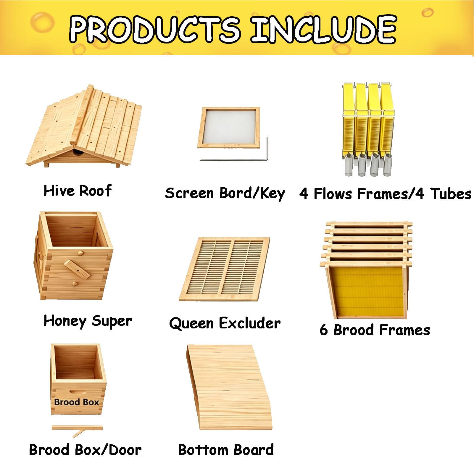 Kit per Apicoltura Flow Hive, arnia in Legno Completa con telaini a Flusso Automatico di Miele, Non è Necessario l'affumicatore per l'apicoltura Domestica