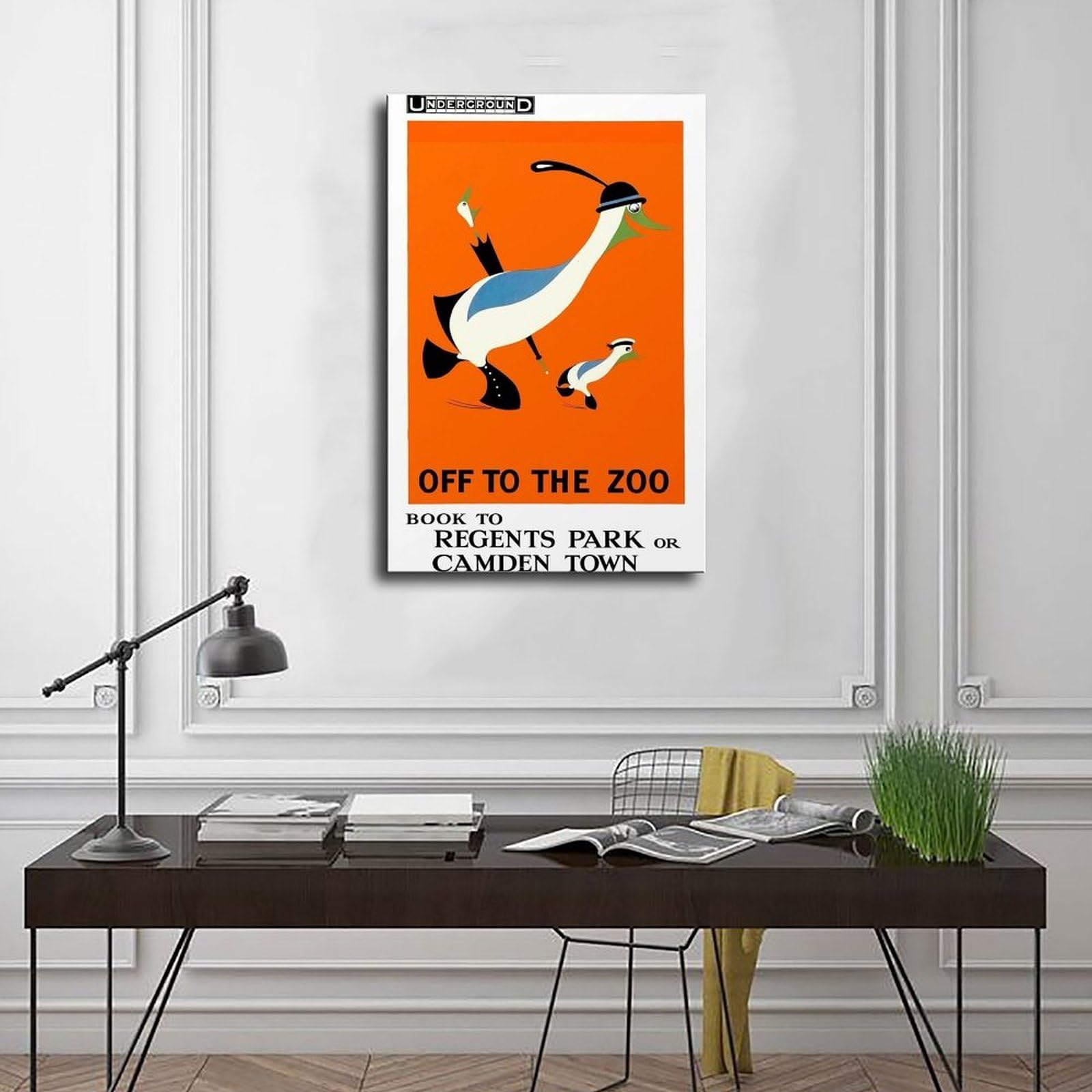 Poster su tela con scritta "Off to the Zoo London Underground", decorazione per camera da letto, ufficio, stanza, regalo, 40 x 60 cm