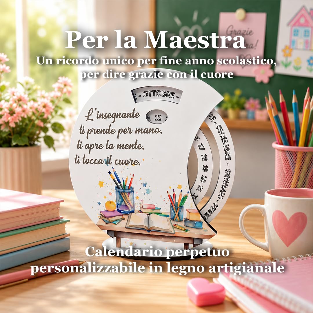 Albalù Regalo Maestra Calendario Perpetuo 15 cm Scatola inclusa Regalo Maestre Fine Anno, Regali dell'insegnante Grazie Maestre Idee Regalo per Insegnante (Libri)