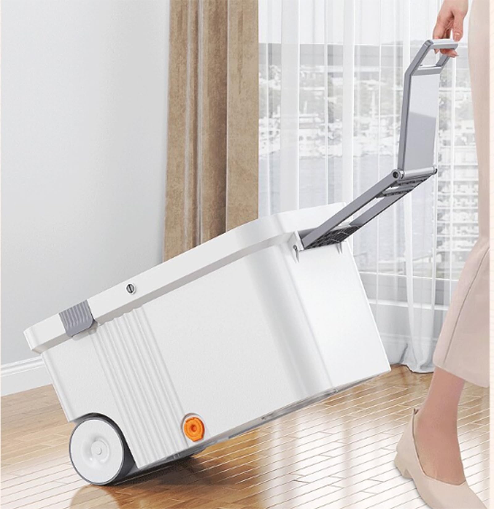 Juego de fregona y cubo giratorio, sistema de escurrido manos libres, | Trapeador seco giratorio de 360°, trapeador de limpieza de microfibra para pisos laminados de baldosas